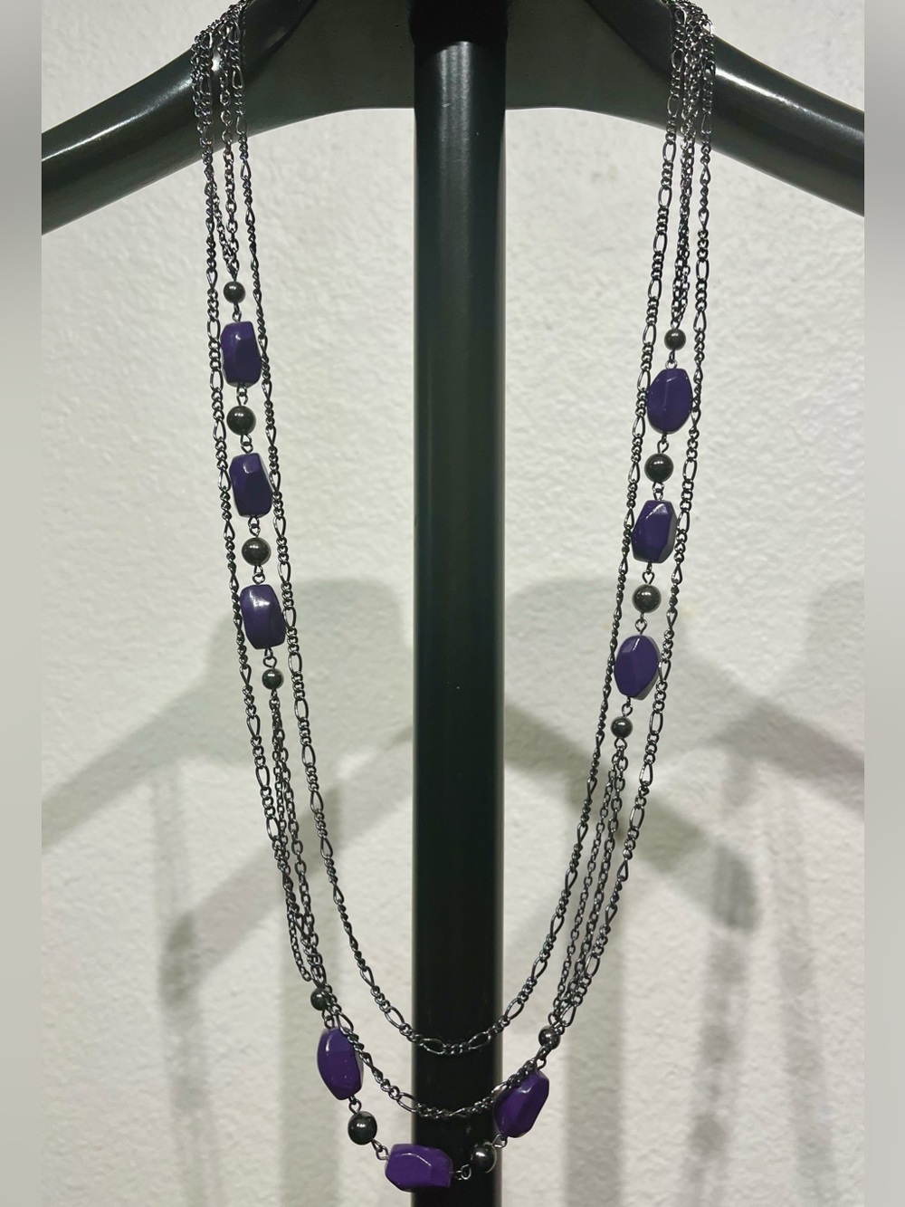 George Purple Multi-Strand Beaded Necklace